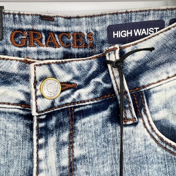 NWT Grace in LA Women's High Waist Side Stripe Blue Skinny Denim Jeans Size 25 - Picture 8 of 11